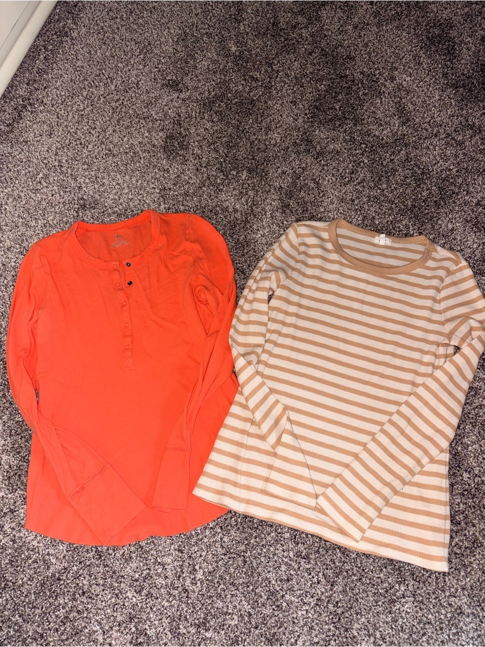 Aerie Coral Henley & Tan Stripe Henley